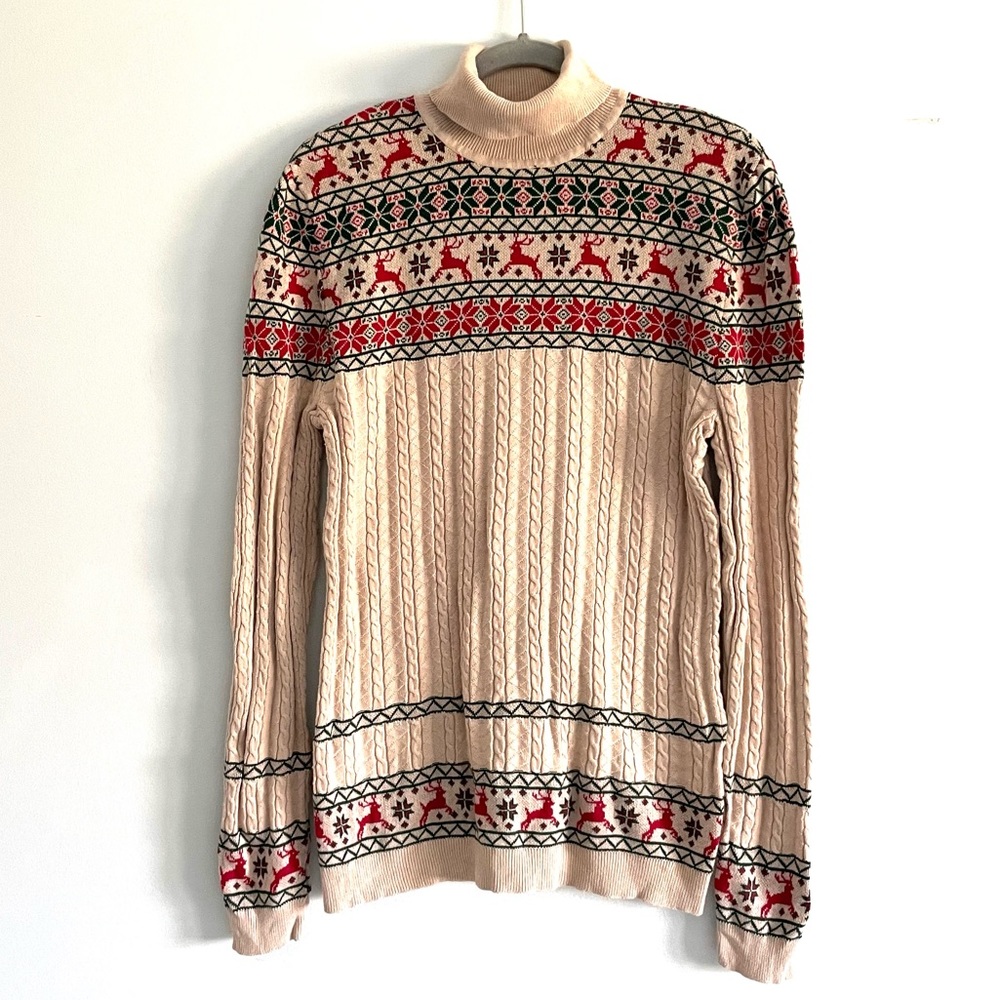 ASOS Christmas Deer Fair Isle Turtleneck Sweater